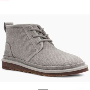 UGG NEUMEL NATURAL GREY CANVAS ANKLE CHUKKA LACE UP WOMEN'S BOOTS